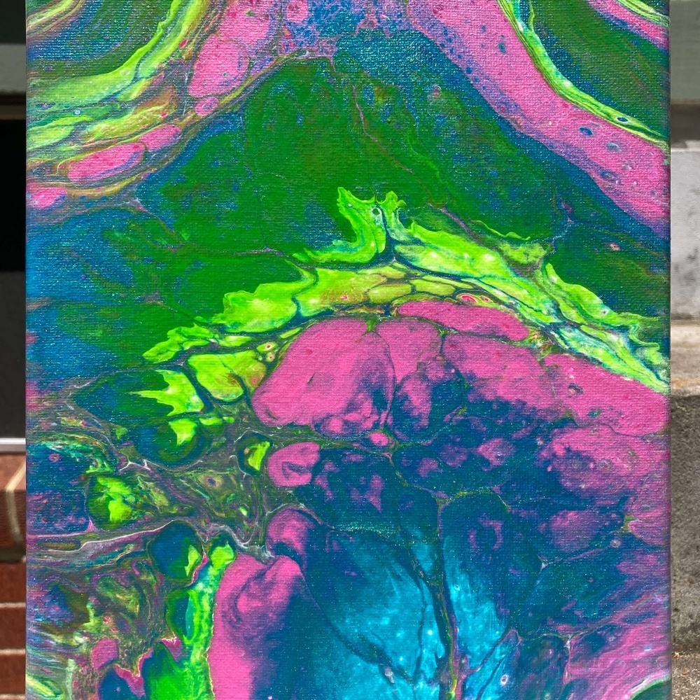 Erlebnisse 8"x10" Painting by Color Fluent Art (Green/Blue/Pink)